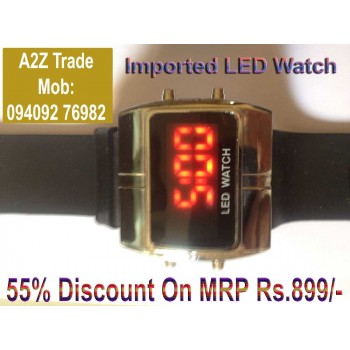 Stylish Digital LED Wrist Watch-Black,Red Led Watch Square Dial On Discount, Imported